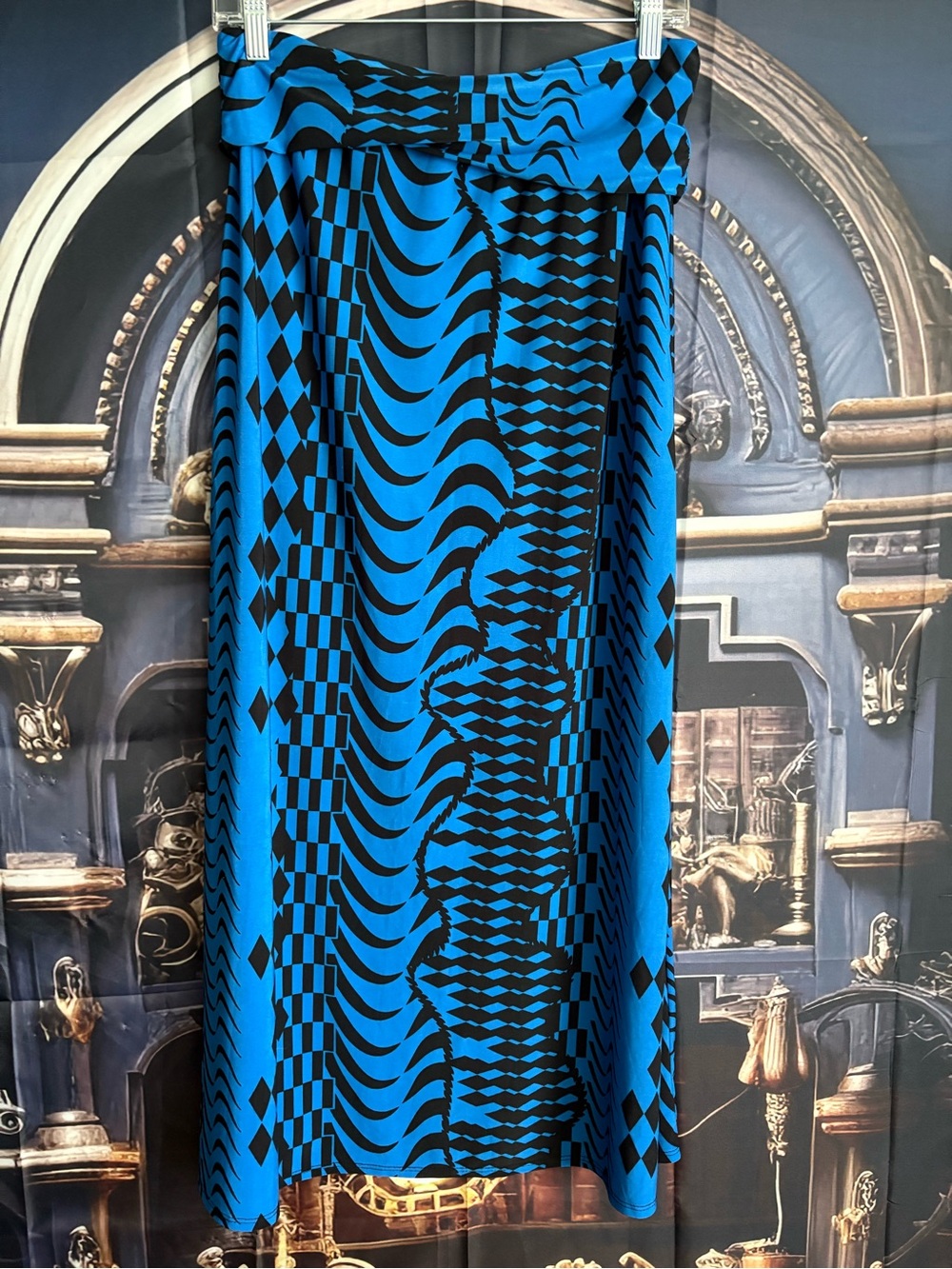 Azules Blue and Black Graphic Print Skirt